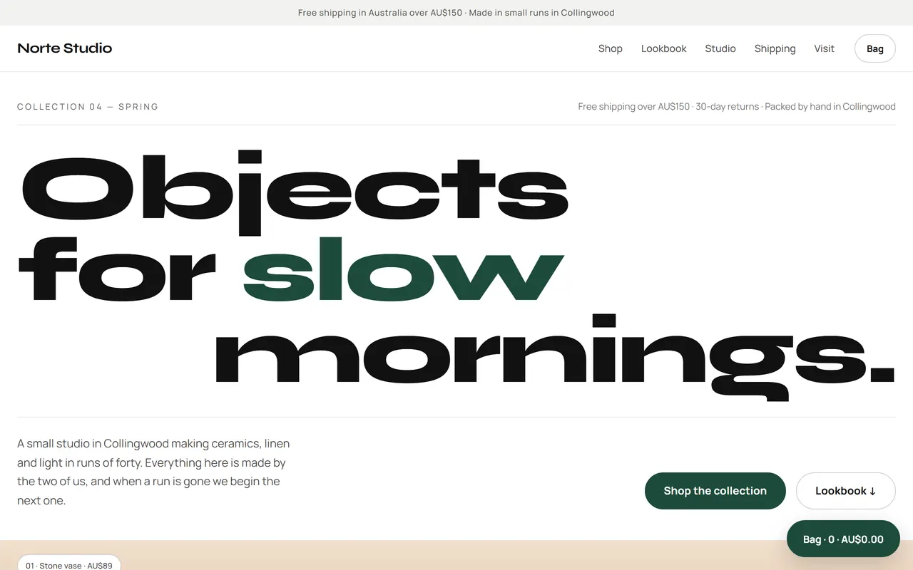 Atelier — a ready-made online store website design