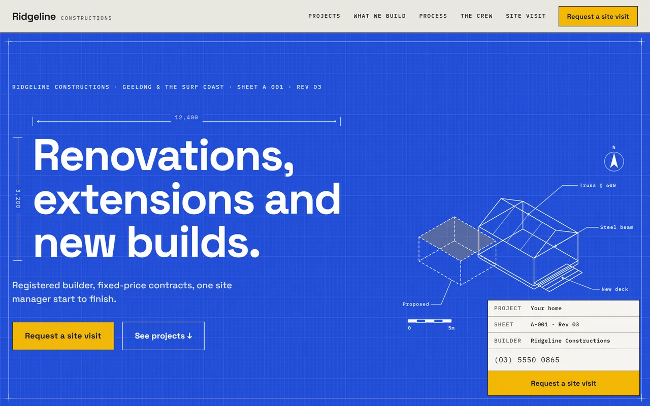 Blueprint — a ready-made construction, builders & renovations website design