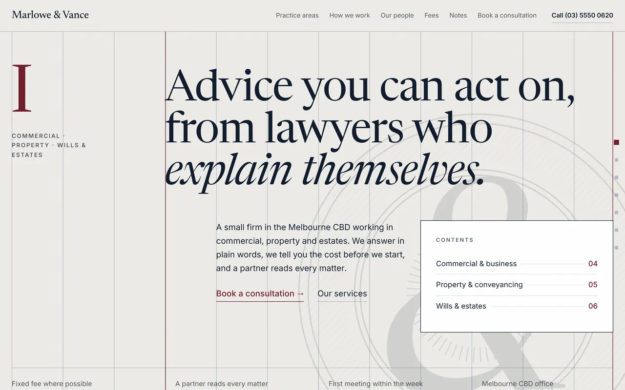 Counsel — a ready-made professional services website design