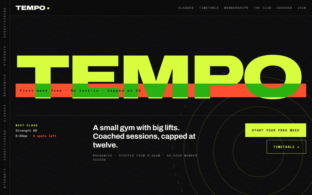 Tempo — a ready-made fitness studio, gym & personal training website design
