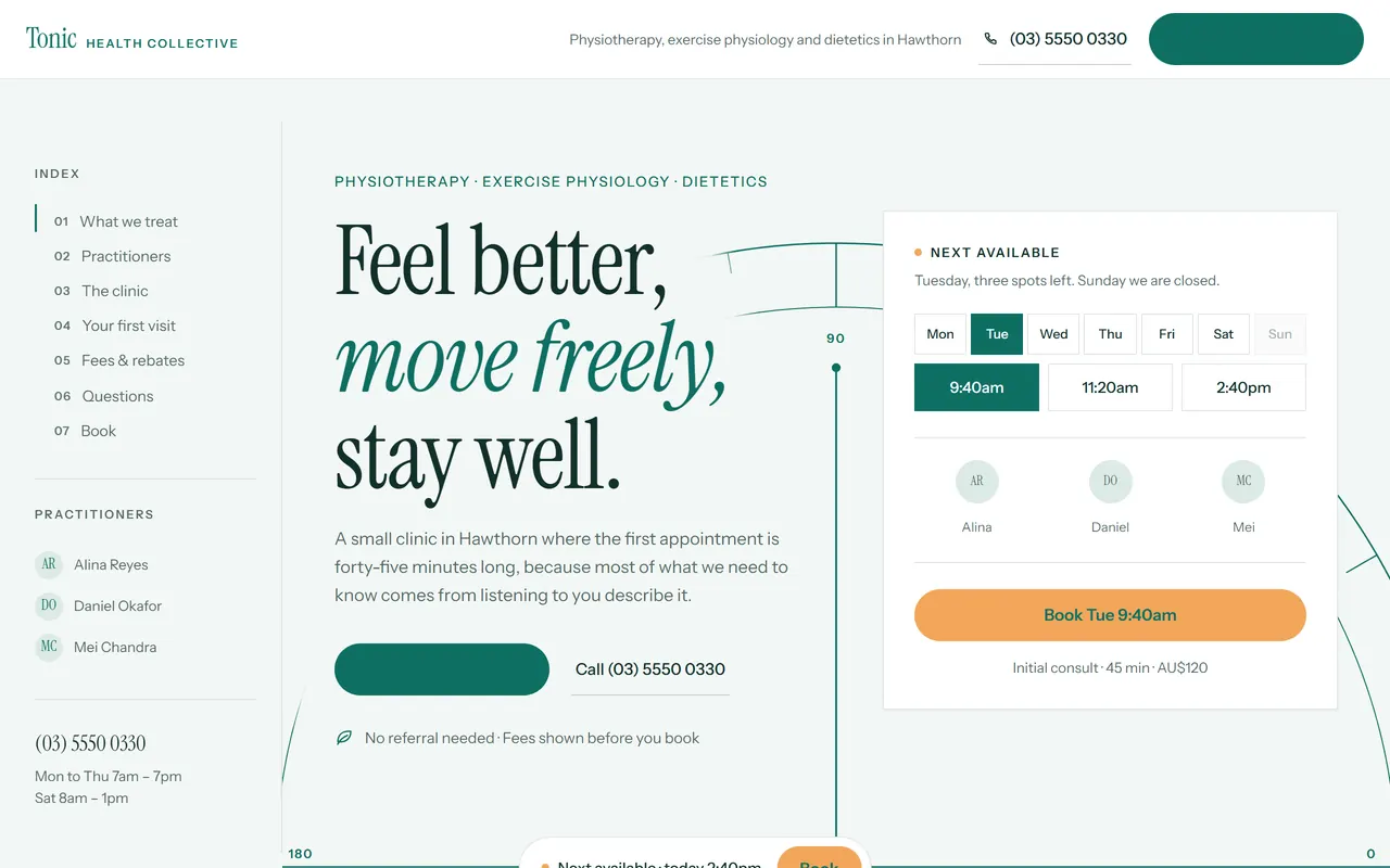 Tonic — a ready-made health clinic website design